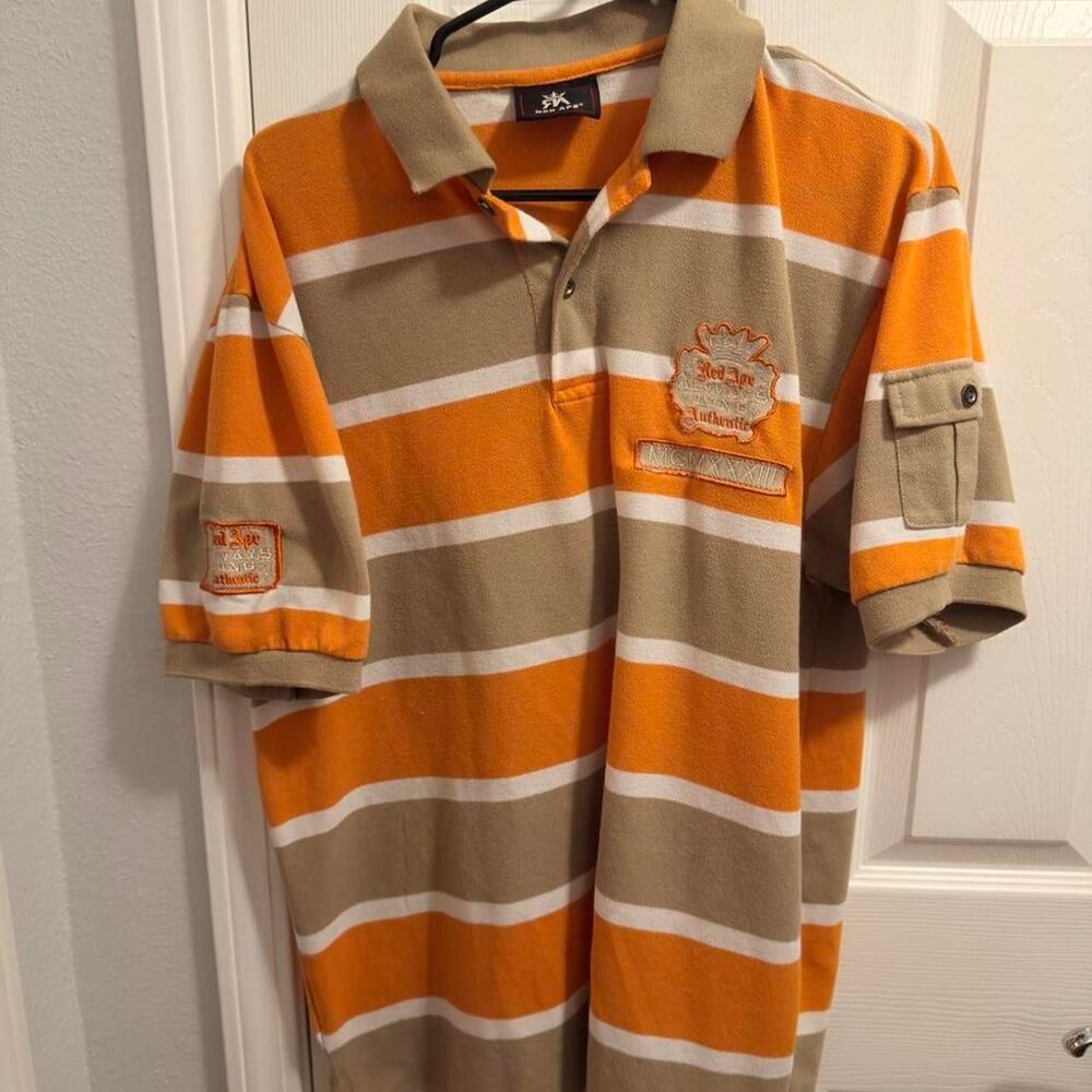 (2004-2009) Red Ape Crown Crest Cargo Polo - Orange/Tan - XL